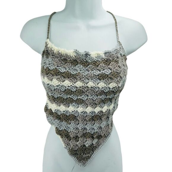 Napper Veronica Women's Handmade Crochet Crop Top Medium Large Earth Tone NEW - Picture 1 of 16